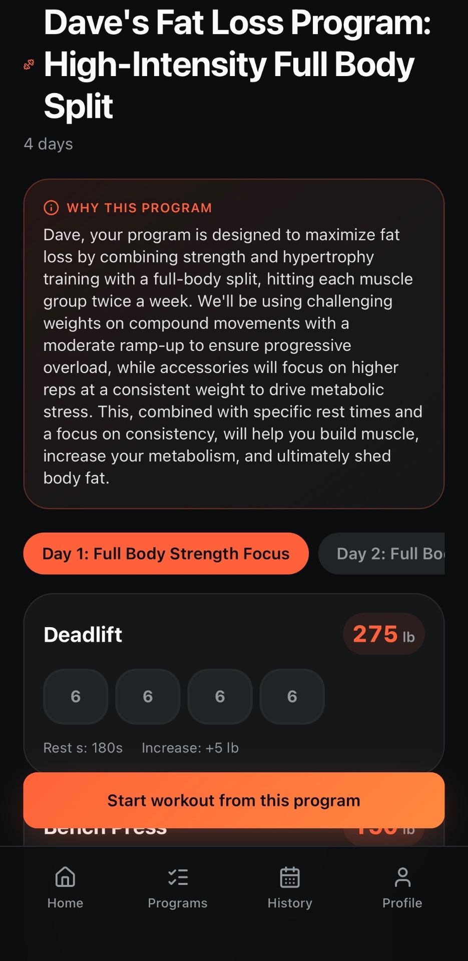 AILiftLog push pull legs program in the program builder
